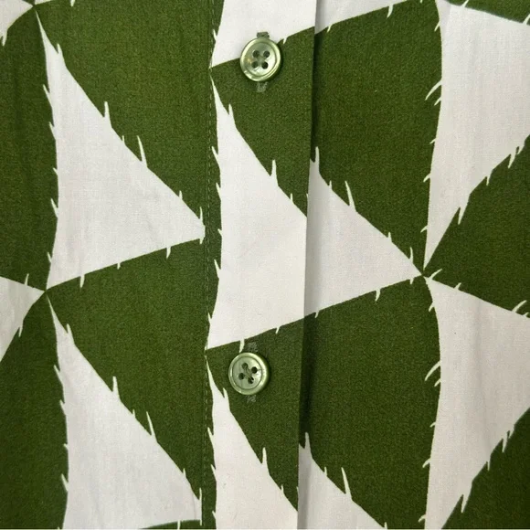 Anthropologie Green and White Geometric Long Sleeve Dress Size 2x - Picture 6 of 16